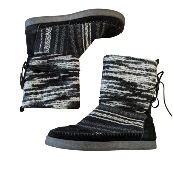 Toms Black Suede and Textile Nepal Boots Size 8.5 - Picture 7 of 13